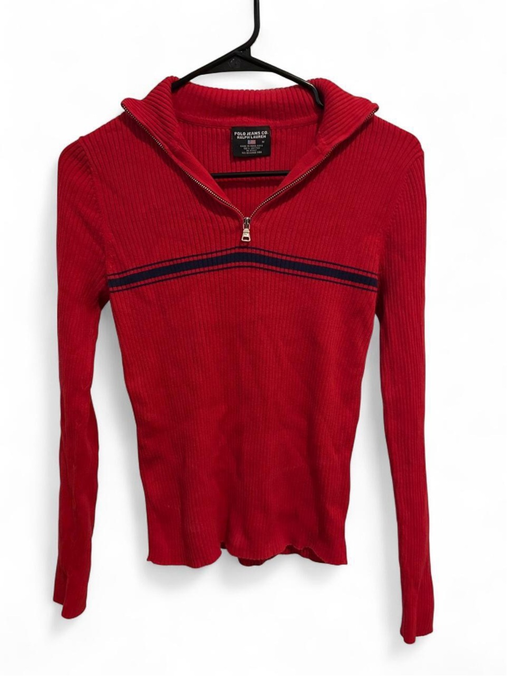 Polo Ralph Lauren Red Half-Zip Ribbed Sweater